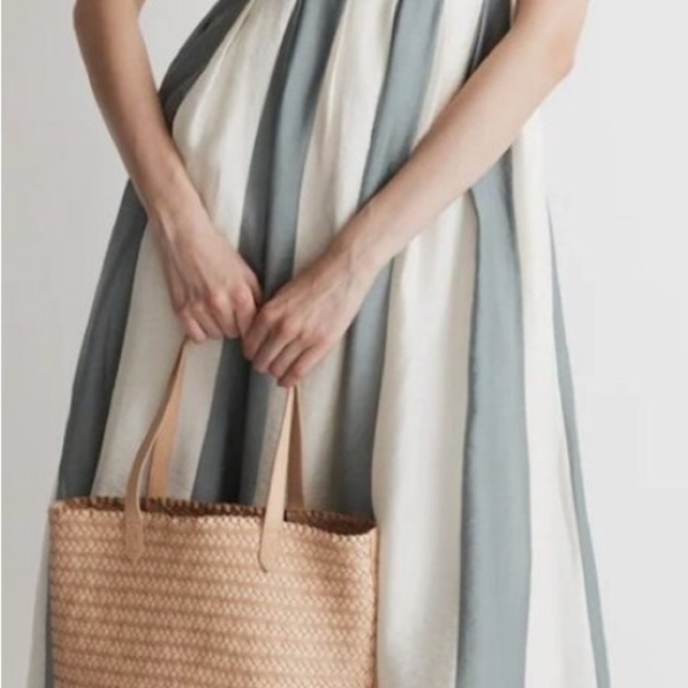Madewell Blue and White Pleated Maxi Dress